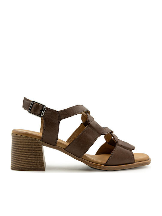 Mago Shoes Sandale Elegante Damă Din Piele Maro