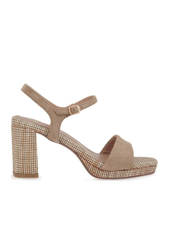 Exe Suede Damen Sandalen Braun