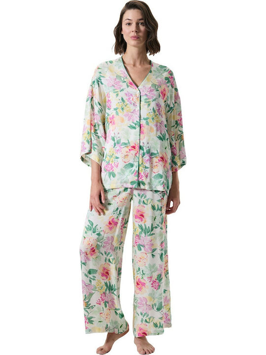 Penye Mood Penye Mood Sommer Damen Schlafanzug Set Grün