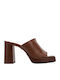 Mules With Chunky High Heel In Brown Colour