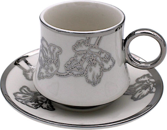 Set Of Brown Coffee Cups Made Of Brown Porcelain 6 Pieces