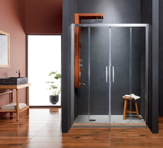 Tema Σταθερό Πλαϊνό Ντουζιέρας 160x185cm Clean Glass Chrome