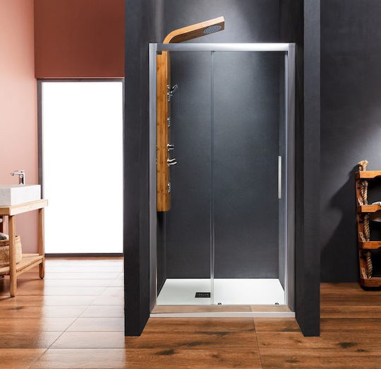 Tema 016-TEΜ-0355 Fixed Side Shower for Shower 100x185cm Clean Glass Chrome