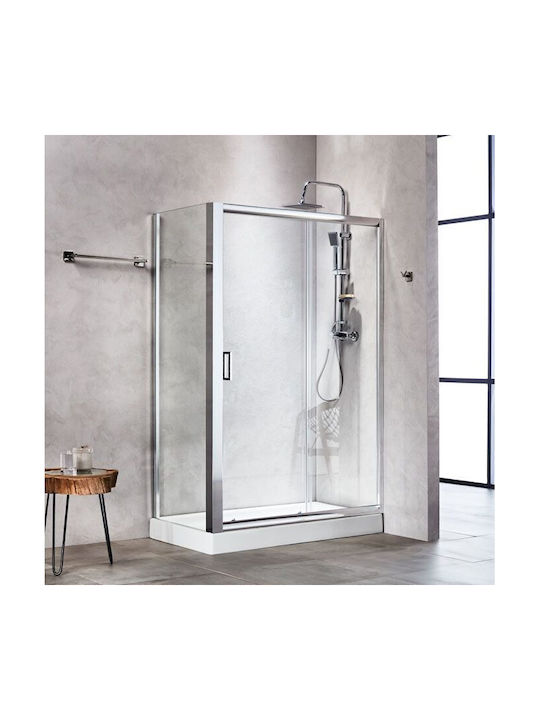 Tema Σταθερό Πλαϊνό Ντουζιέρας 80x180cm Chrome