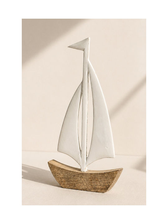 Καραβι Ξυλινη Βαση Μεταλλικο Καταρτι 31cm 16x2.5x31cm Μονόχρωμο Kaeming