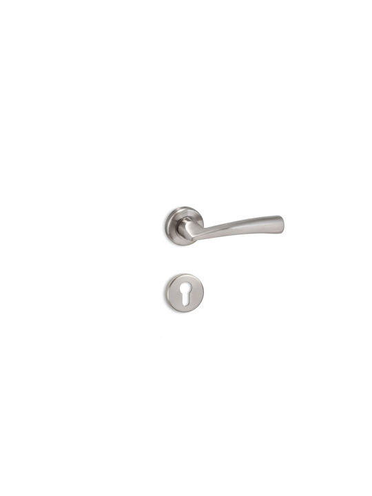 Conset Front Door Lever with Rosette Right C1405 with Mouthpiece Nickel Matte C1405RUS05S05