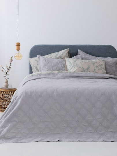 Palamaiki Ifigenia Σετ Κουβερλί Ημίδιπλο Microfiber Silver 180x240cm 2τμχ