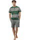 Disney Summer Men's Pyjama Blouse Cotton Green-Grey