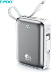 BWOO P78 Baterie Externă 20000mAh 45W cu Port USB-A și Port USB-C Argintie BWOO P78 Baterie Externă 20000mAh 45W cu Port USB-A și Port USB-C Argintie