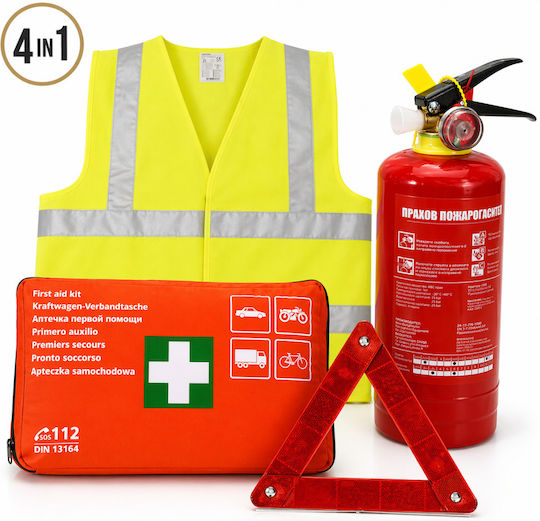 Car Emergency Set With First Aid Kit Fire Extinguisher Warning Triangle Reflective Vest