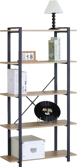 Βιβλιοθήκη Bravio Δρυς/μαύρο 80x34x150εκ.