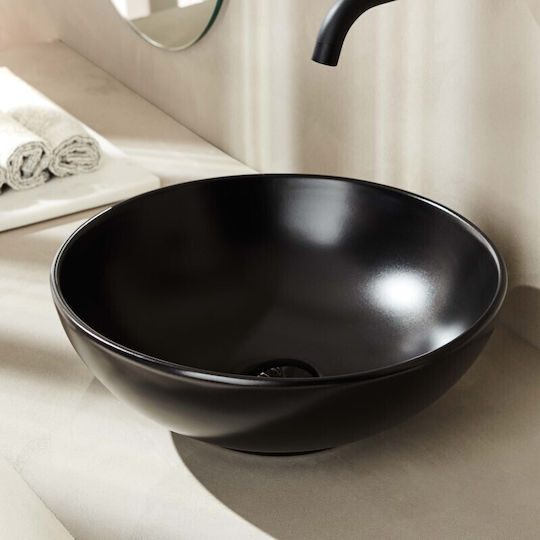 Tema Επικαθήμενος Νιπτήρας Πορσελάνης 40x40x14cm Black Matt