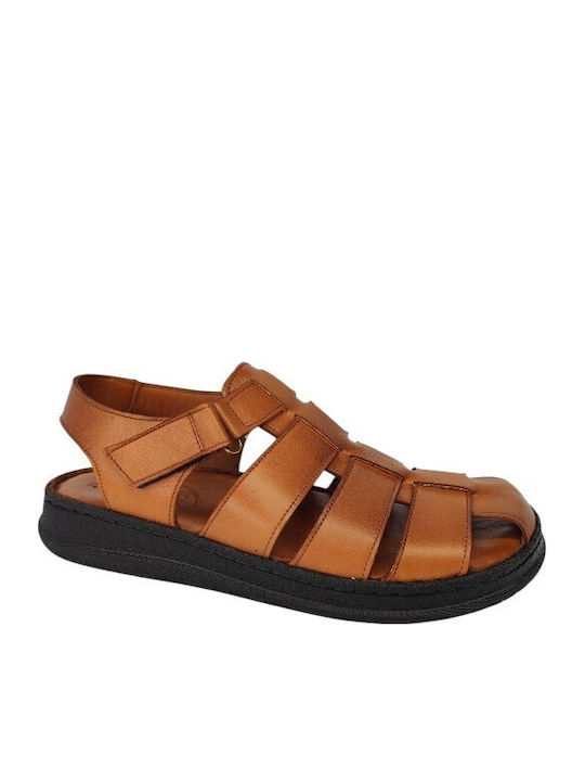 Leder Herrensandalen in Tabac Braun Farbe
