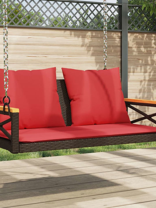 Swing Armchair with Stand and Pillow Rattan Brown Load Weight up to 110kg L109xD62xH40cm