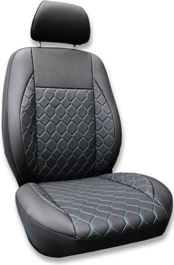 PanCar Car Covers Set 9 Pieces Leatherette Rhombus Black / Blue