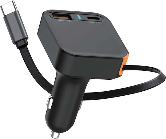 ATC ATC Handy-Autoladegerät 65W mit Anschlüssen 1xUSB 1xTyp-C inklusive Kabel Typ-C Schwarz