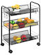 ArteLibre Carrello Kitchen Trolley Metallic 3 Tiers Black 44x26x63cm