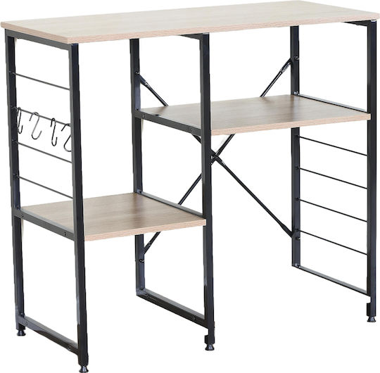 ArteLibre Cantelli Kitchen Rack Metallic 3 Tiers Black 90x40x82cm