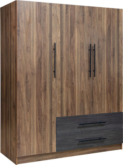Τρίφυλλη Ντουλάπα με Πατάρι 150x55.5x160cm Καρυδι