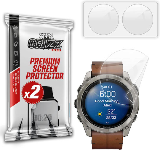 Set 2 Filme Ceramice Protective GrizzGlass Compatibile Garmin Fenix 8 51mm Transparent
