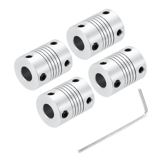Set 4 Cuplaje Axiale Flexibile Quarkzman 8 Mm La 8 Mm Aluminiu L25xd19mm Tip Arc Elicoidal Amortizare Vibrații Motor Pas Cu Pas Nema Imprimantă 3d Cnc Encoder Conector Ax Argintiu