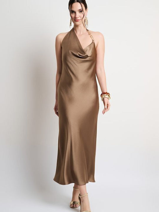 Desiree Summer Midi Evening Satin Open Back Bro...