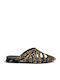 Leder Flache Sandalen für Damen Braun