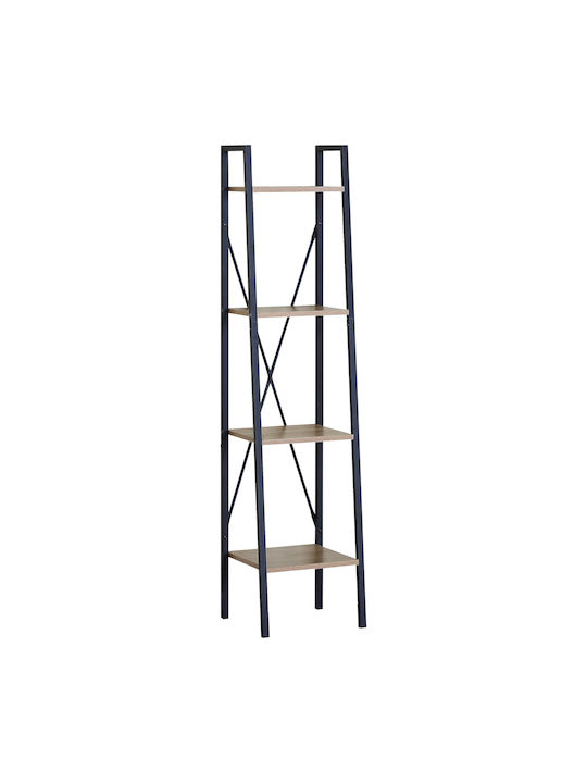Βιβλιοθήκη Kavren Δρυς/μαύρο 34x32.5x148εκ.
