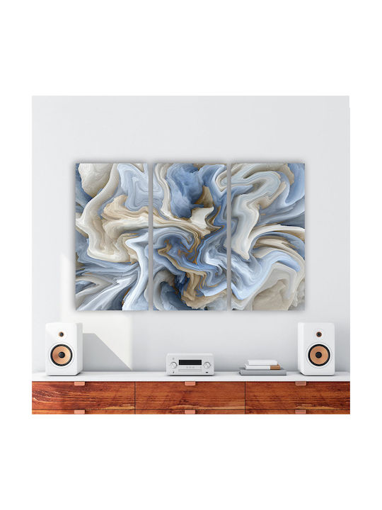 Πίνακας Καμβά Blue Waves Τρίπτυχος Τρίπτυχο 60x40 Cm 3τμχ 20x40cm