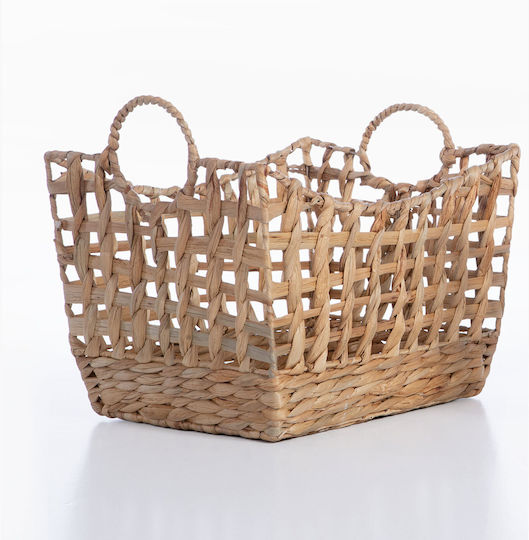 Nef-Nef Homeware Coș Decorativ Din Paie Cu Mâner Maro 42.5x31x28cm
