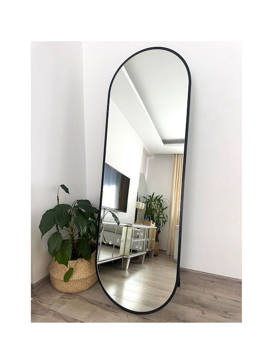 SteweHome Oval Floor Mirror with Black Metal Frame 180x60cm