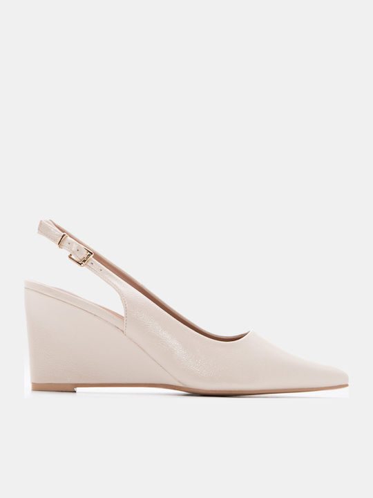 Luigi Pointed Toe Heels With Medium Beige Heel