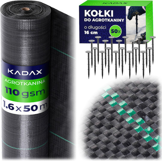 Kadax 47319 Ύφασμα Εδαφοκάλυψης 110gr/m² 1.6x50m Μαύρο