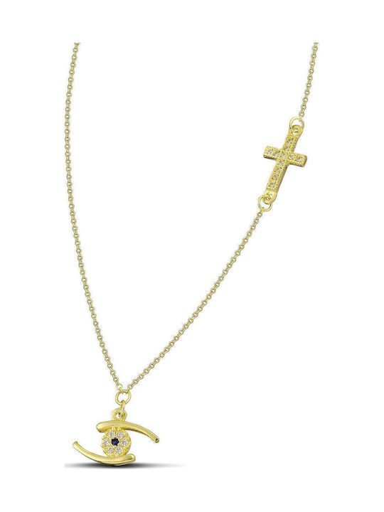 Themelidis Jewels Halskette Mit Auge Aus 14K Gold Mit Zirkon