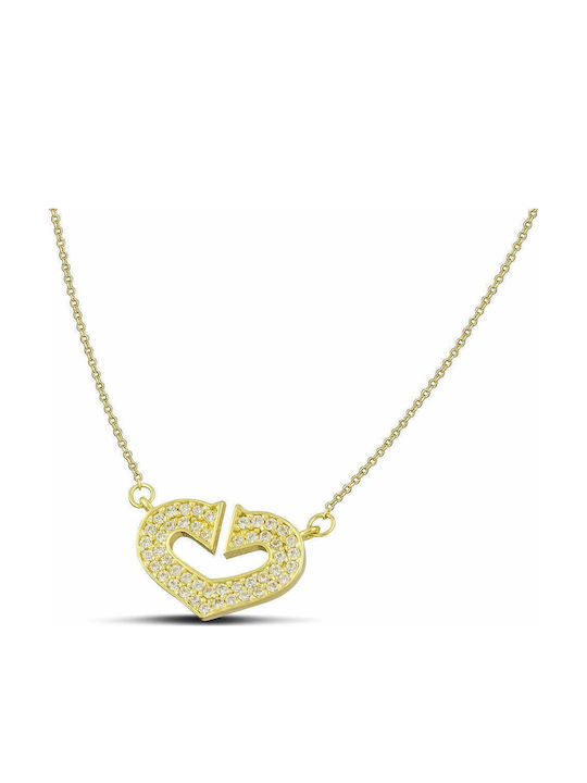 Themelidis Jewels Halskette mit Herz-Design aus 14K Gold mit Zirkon