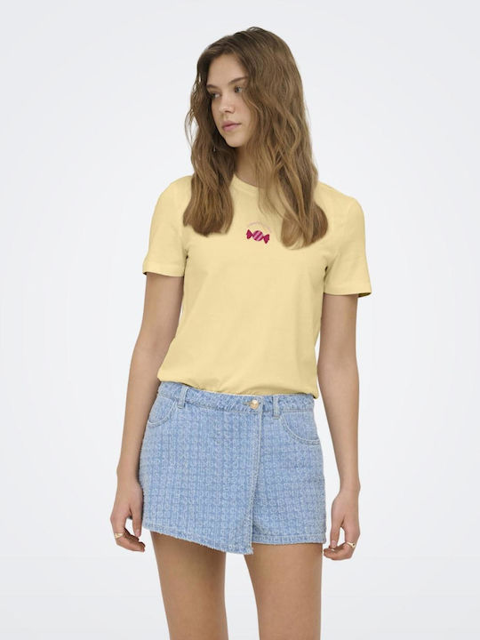 Only Γυναικείο T-shirt Κίτρινη