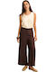Women's Linen Trousers in Straight Leg Brown