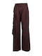 Women's Fabric Flared Trousers Brown