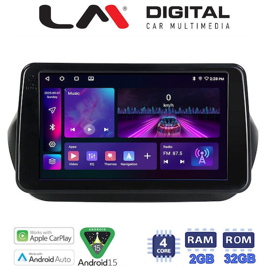 LM Digital Car Audio System for Peugeot Bipper Fiat Fiorino Citroen Nemo 2007 > 2021 Bluetooth USB Wi-Fi GPS Apple CarPlay Android Auto