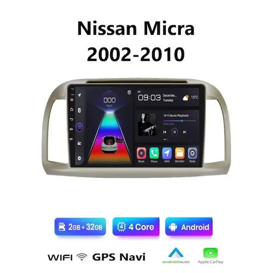 Ηχοσύστημα Αυτοκινήτου για Nissan Micra 2002-2010 (Bluetooth/USB/WiFi/GPS/Apple-Carplay/Android-Auto) με Οθόνη Αφής 9"