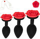 SMD Analyzer Rose Triple Butt Plug Set Anal Plug from Silicone Set of 3 S M L Black Red Rose