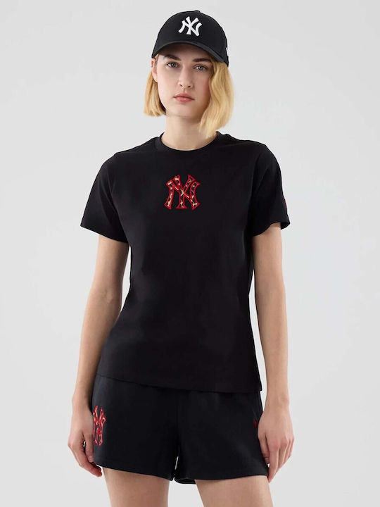 New Era Mlb Women's T-shirt Animal Print Black
