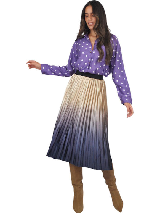 Pleated Midi Skirt Gold