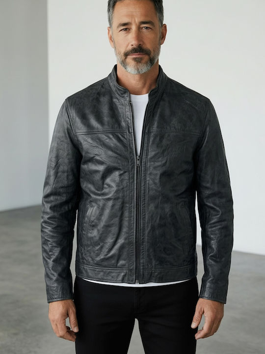 Newton Leather Δερμάτινο Μπουφάν Dark Olive