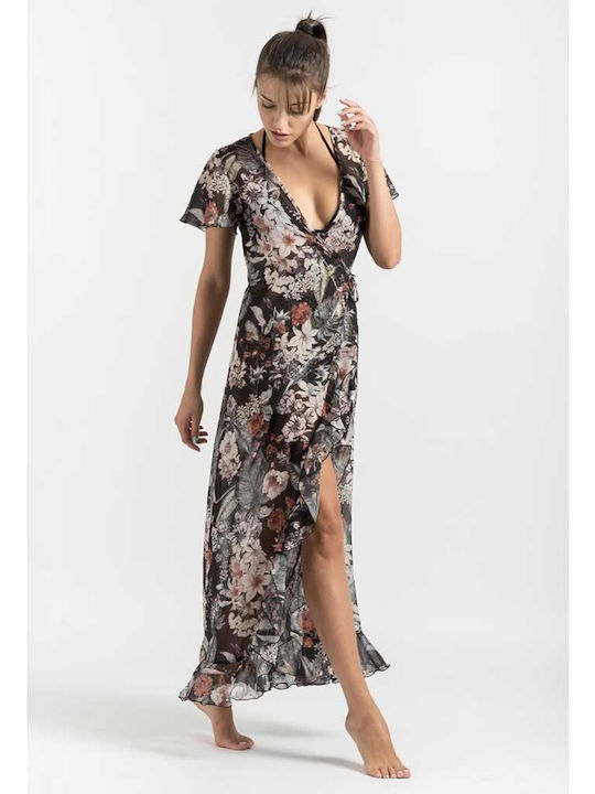 Jeannette Lingerie Γυναικείο Κιμονό Παραλίας Μαύρο