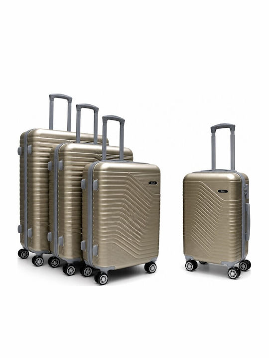 Hard Gold Travel Suitcases with 4 Wheels Set of 4 Pieces