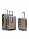 Hard Gold Travel Suitcases with 4 Wheels Set of 3 Pieces