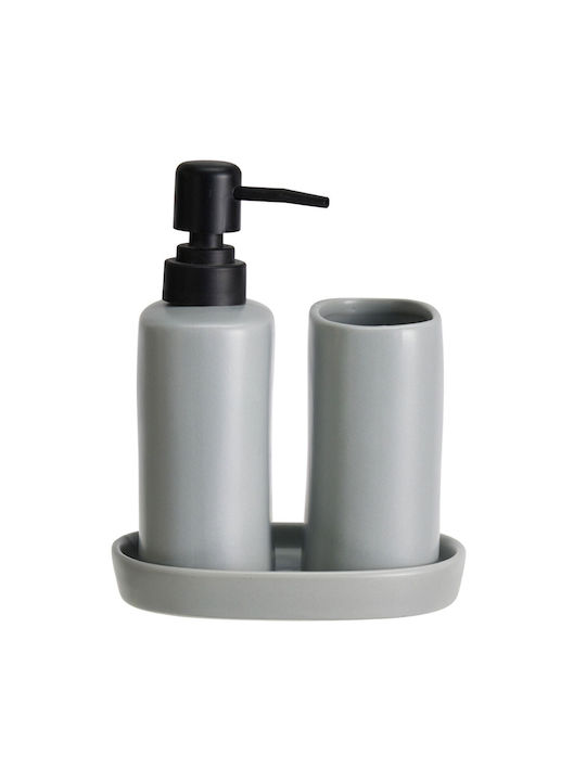 MRShome Bathroom Accessory Set Ceramic Gray 3pcs