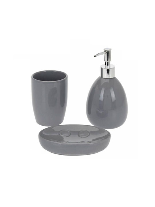 MRShome Bathroom Accessory Set Metal Gray 3 Pieces