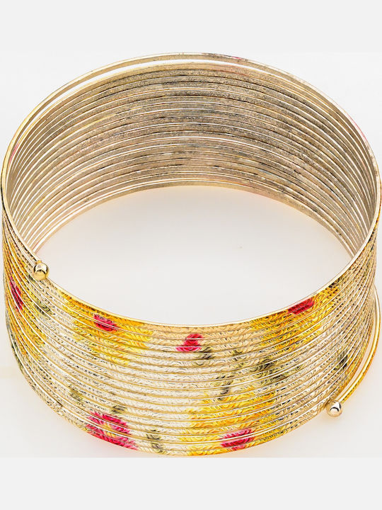 Women's Handcuff Bracelet with Flower Design 2082-Silver